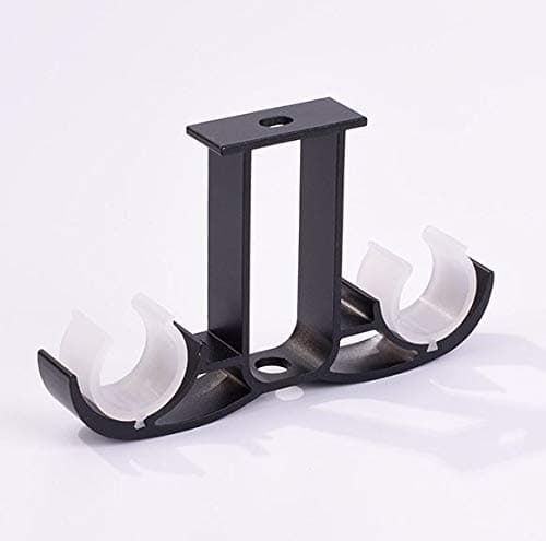 Guard 2 Pack Double Curtain Rod Brackets,Ceiling Mount Bracket,Aluminum Alloy Double Curtain Drapery Rod Brackets for 28-32mm/1.1-1.25 Inch Diameter Rod,Matt Black Finish