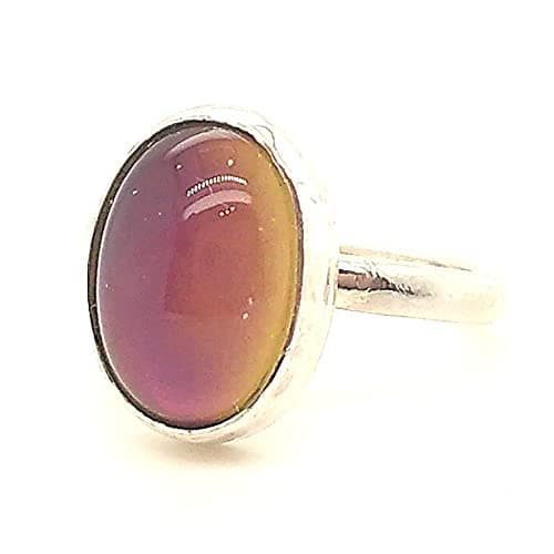 Handmade Mood Ring Sterling, Size N, Oval Silver Mood Ring, Mood Stone Ring, Sterling Mood Ring, Vintage Mood Ring, Color Change Ring, Color Changing Ring