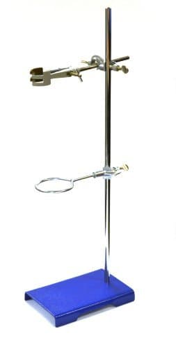 Laboratory Grade Metalware Set - Support Stand (8" x 5"), Rod (24" L), Burette Clamp and Retort Ring (2.5" dia)