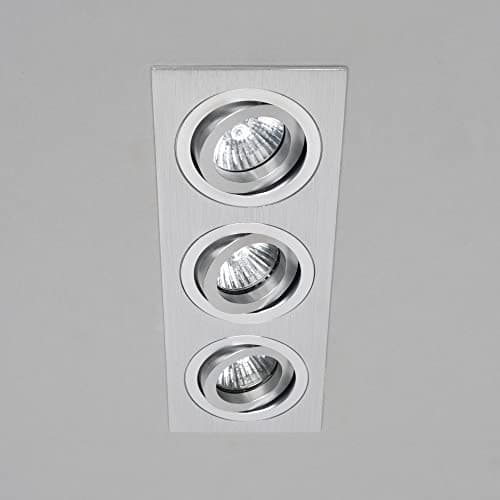 LITECRAFT Evra Recessed Downlight Rectangular Tiltable Spotlight - (3 Light, Silver)