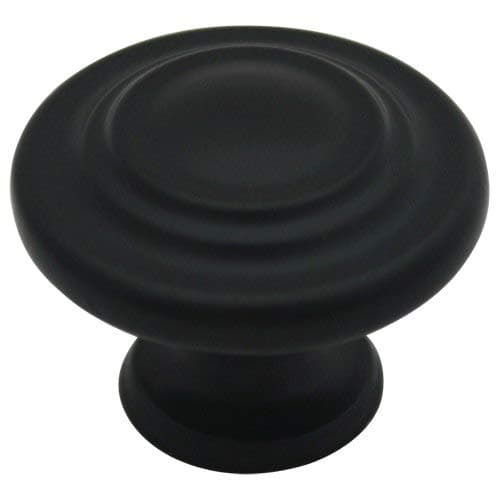 Cosmas 25 Pack 9971FB Flat Black Cabinet Hardware 3-Ring Round Knob - 1-1/4" Inch Diameter