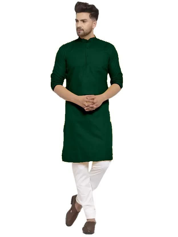 LuxrioKurta for Men Cotton Blend Long Solid Straight Fit