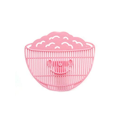 Rice Wash Sieve Beans Peas Leaf Shape Water Draining Filter Cleaning Gadget Kitchen Clip Rice Washer Drainer(Pink)