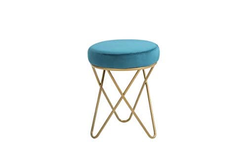 Hodedah Blue Velvet Vanity Stool,