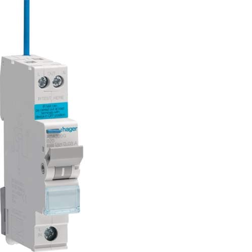 Hager ADA320G 1 Module Single Pole Type B Reduced Height (92mm) RCBO 20A 6kA 30mA