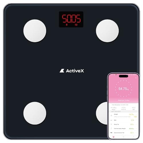 ActiveX (Australia) Savvy Smart Bluetooth Body Composition Scale | Body Weight BMI Body Fat Bone Mass & more | Free ActiveX App | Batteries Included | 24 Months Warranty