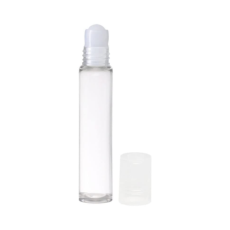 nsb herbals Empty Clear/Transparent Plastic Roll On Bottles (10 ML) With Clear Cap For Essential Oils, Perfumes, Lip Balms | Refillable & Eco- Friendly Leakproof Bottle (Pack of 3)