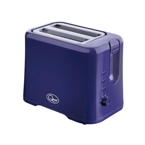 Quest 34869 2 Slice Toaster | Variable Browning Control | Reheat and Defrost | Crumb Tray and Cord Storage, Navy Blue