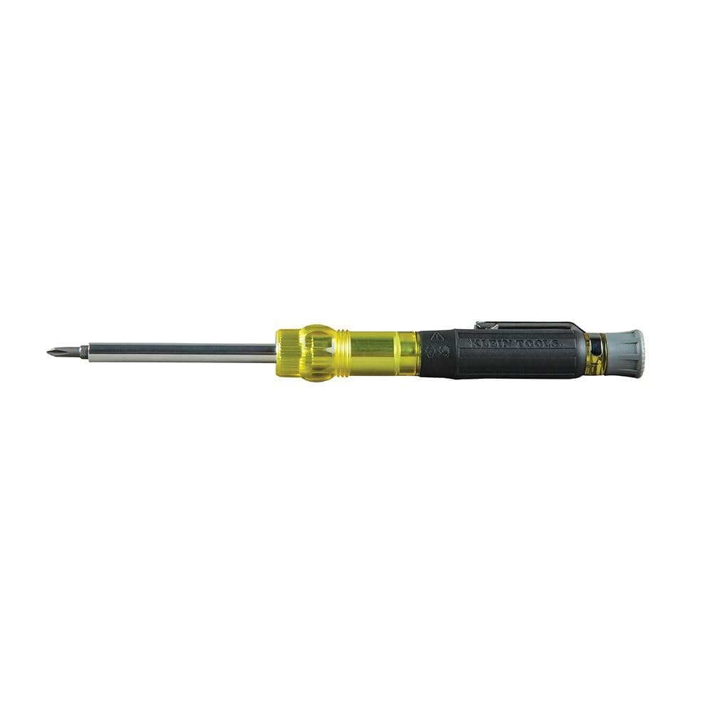 Klein Tools 32613 Precision Screwdriver, Precision HVAC 3-in-1 Pocket Screwdriver with Schrader Bit,Yellow/Black
