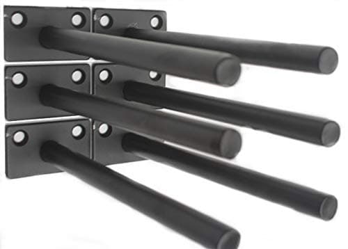 6 Pcs 4" Black Solid Steel Floating Shelf Bracket Blind Shelf Supports - Hidden Brackets for Floating Wood Shelves - Concealed Blind Shelf Support – Screws and Wall Plugs Included