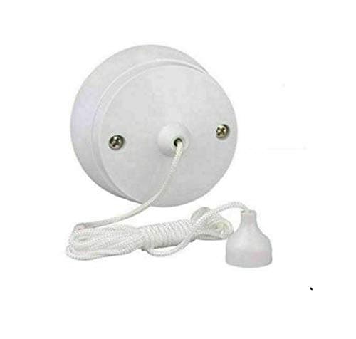 Invero Standard Round Ceiling Pull Cord Light Switch 2 Way 6 Amp - Ideal for Bathrooms and Utility Rooms - White