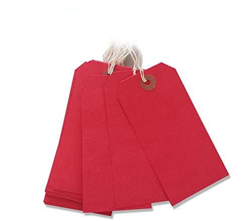 Quick Pack Supplies Ltd 250 Pack - 250 x 60mm Red Coloured Strung Tags