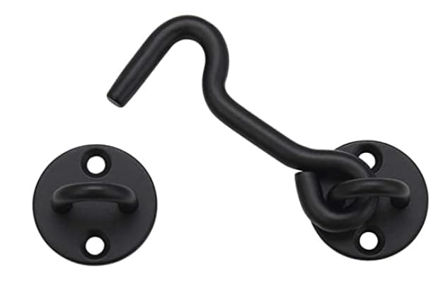 Raswik 4” Privacy Hook and Eye Gate Door Latch Easy Lock for Sliding Barn Doors, Black