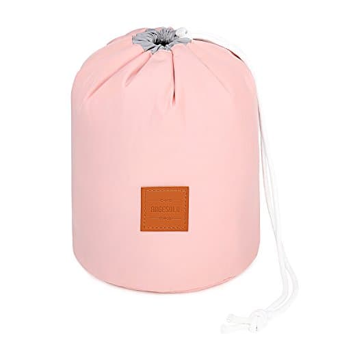 ANGESOLO Large Capacity Multifunctional Cosmetic Bag Drawstring Storage Bag Barrel Toiletry Bag Travel Portable