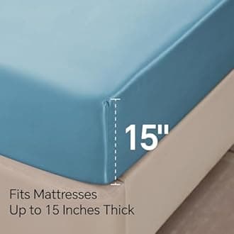 BEDELITE Satin Sheets Twin Size Bed Set, Luxury Soft Airy Blue Silky Sheets for Hair and Skin, Similar to Silk Bed Sheets Set 3 Pieces with 1 Deep Pocket Fitted Sheet, 1 Flat Sheet, and 1 Pillowcase