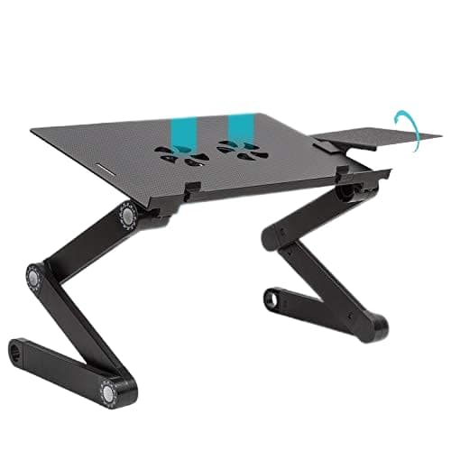 WonderWorker Einstein Laptop Bed Table, Laptop Stand in Bed, Ergonomic Adjustable Laptop Table Desk with 2 USB Cooling Fans and Mouse Tray