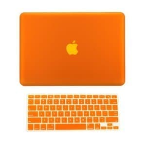 Rubberized Hard Case (ORANGE) 3 in 1 with Crystal Guard silicone Keyboard Protector, LCD Screen protector and microfiber cloth for ONLY NEWEST MODEL A1425 and A1502 MacBook Pro 13 with Retina Display