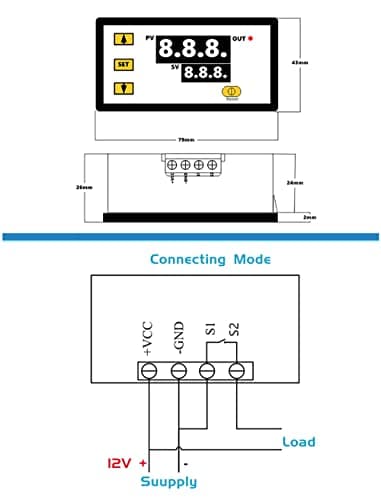 W3230 Digital LED Temperature Controller Module Digital Thermostat Switch with Waterproof Probe Programmable Heating Cooling Electronic Thermostat Range from -50℃ to 120℃ (12V 10A 120W) (2 Pieces)