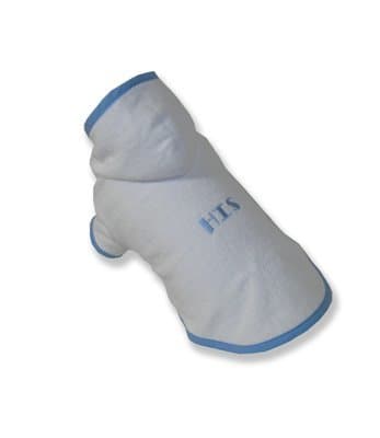 Dog N Togs White Bathrobe w/Blue Trim