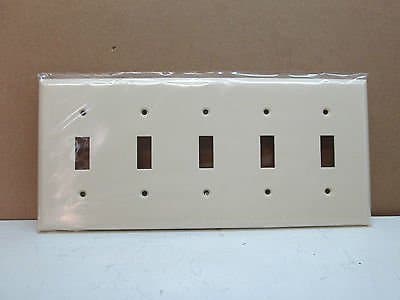 PEP Five-Gang 5-Gang Toggle Switch Wall Plate Wallplate Cover - Light Almond
