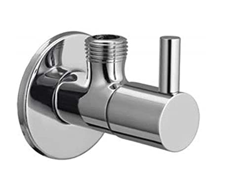 JAGGER Turbo Brass Chrome Disk Angle Cocke with Flange and Teflon Tape (Silver, 1)