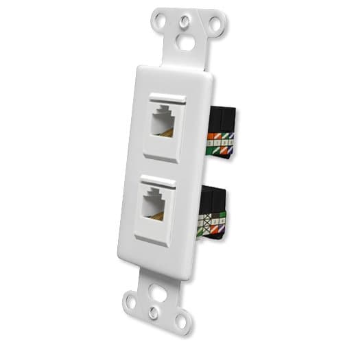 Pro Wire OEM Systems Combo Jack Plate (1 RJ11, 1 RJ45), White (IW-2RJ1145G-w)