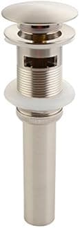 Bathroom Sink Drain, Angle Simple Brass Pop Up Drain Stopper, Vessel Sink Drain with Overflow, Lavatory Vanity Sink Drain Stoppers Brushed Nickel