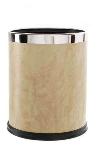 Brelso Super Quality Leatherette Trash Can, Office Garbage Can, Round Shape (Beige)