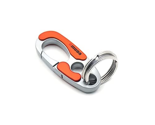 Stylish Hook Locking Silver Metal Carabiner Double Ring Hook Metal Key Chain for Men & Women