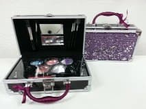 Ulta Makeup Kit with 4 Eyes Shadow Multicolor, One Blush, 2 Lipstick 01 and 02and 0ne Lip Gloss on Beauty Gems Train Case