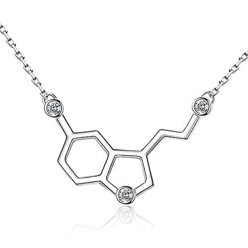 925-Sterling-Silver Hormone Serotonin-Molecule neckalce - Caffeine Molecule dopamine Pendent Necklace for Women,Teacher, Professor, Chemistry Graduates, Science Jewelry Lovers
