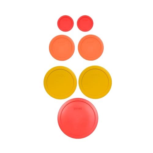 Pyrex (1) 7402-PC 6/7 Cup (2) 7201-PC 4 Cup (2) 7200-PC 2 Cup (2) 7202-PC 1 Cup Food Storage - 7 Piece Assorted Lids