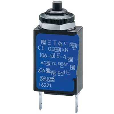 E-T-A Circuit Protection and Control 106-M2-P10-4A, Circuit Breaker; Therm; Push; Cur-Rtg 4A; Panel; 1 Pole; Vol-Rtg 240/48Vac/Vdc