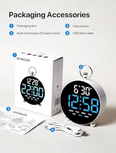 AERYS Digital Alarm Clock Round Table Clock with Date Month Monitor Compact Desk Clock for Students,Home, Office, Bedroom, Living Room,Home Decor, Corporate Use (12 Cm Round)