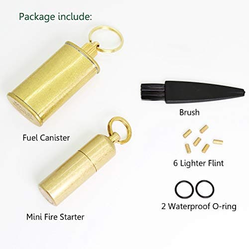 PPFISH Mini Brass Lighter - EDC Peanut Lighter Keychain - Waterproof Fire Starter Especially for Survival and Emergency Use