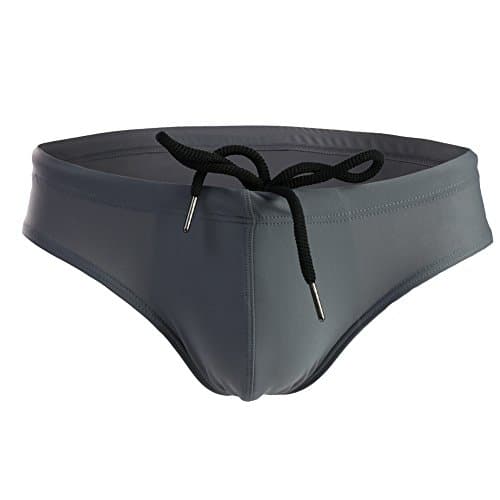 Summer Code Mens Solid Swim Briefs Drawstring Bikini Sport Swimsuit