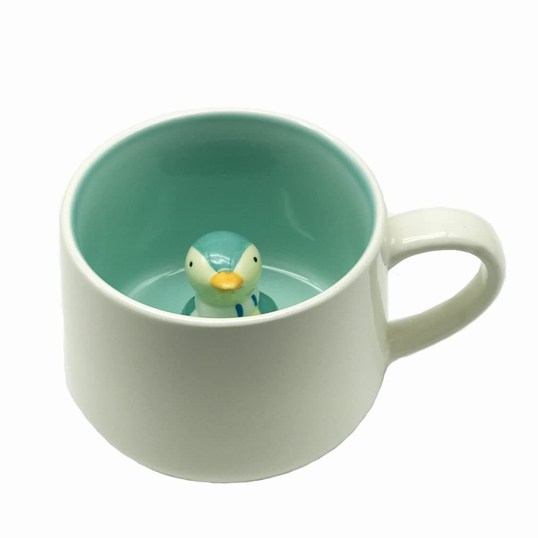 - 3D Animal Cup Coffee Mug Comes with Inside Creative Morning Mug Animal Cup for Hot and Cold Tea Milk Coffee Perfect for Kids Decorations (Bird, Ceramic), 400 Milliliter