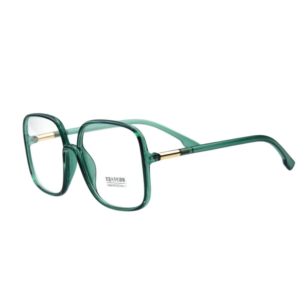 Woman's New Retro Blue Light Blocking Glasses Oversized Nerd Eyeglasses Frame Anti Blue Ray Computer Game Glasses Green