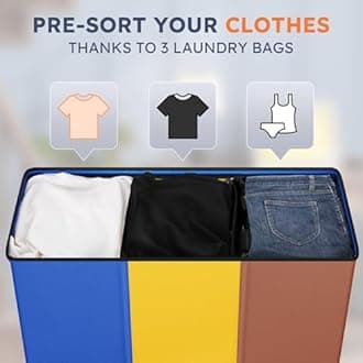 SOLEDI 180L Laundry Hamper 3 Section, Extra Large Laundry Hamper with Lid, Dirty Clothes Hamper with Sturdy Handle, Large Laundry Basket Organizer for Laundry Room, Bedroom, Hampers for Laundry