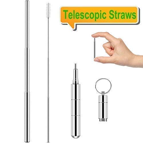 Sweethos Portable Stainless Steel Drinking Straw, Silver, One Size