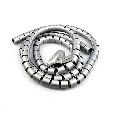 Cable Tidy Sleeves, 2M/25mm Cable Management Wire Tidy Cable Cover Protector for PC TV Computer, Home and Office Cord Organizer, DIY Flexible (Silver)