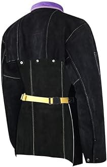 ONETIAN Schwarze Schweierjacke aus Leder - Hochwertige Schutzjacke mit Cape-rmeln fr ultimativen Schutz - Verbesserte Druckknpfe - Robuste Schweiausrstung in Schwarz