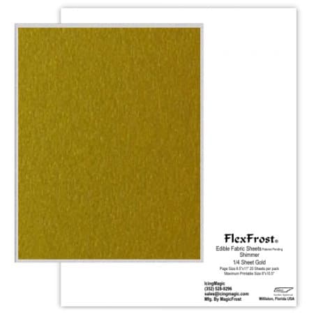 Oasis Supply Magic FlexFrost Edible Image Fabric Icing Sheets - 12 Pack, Gold Shimmer