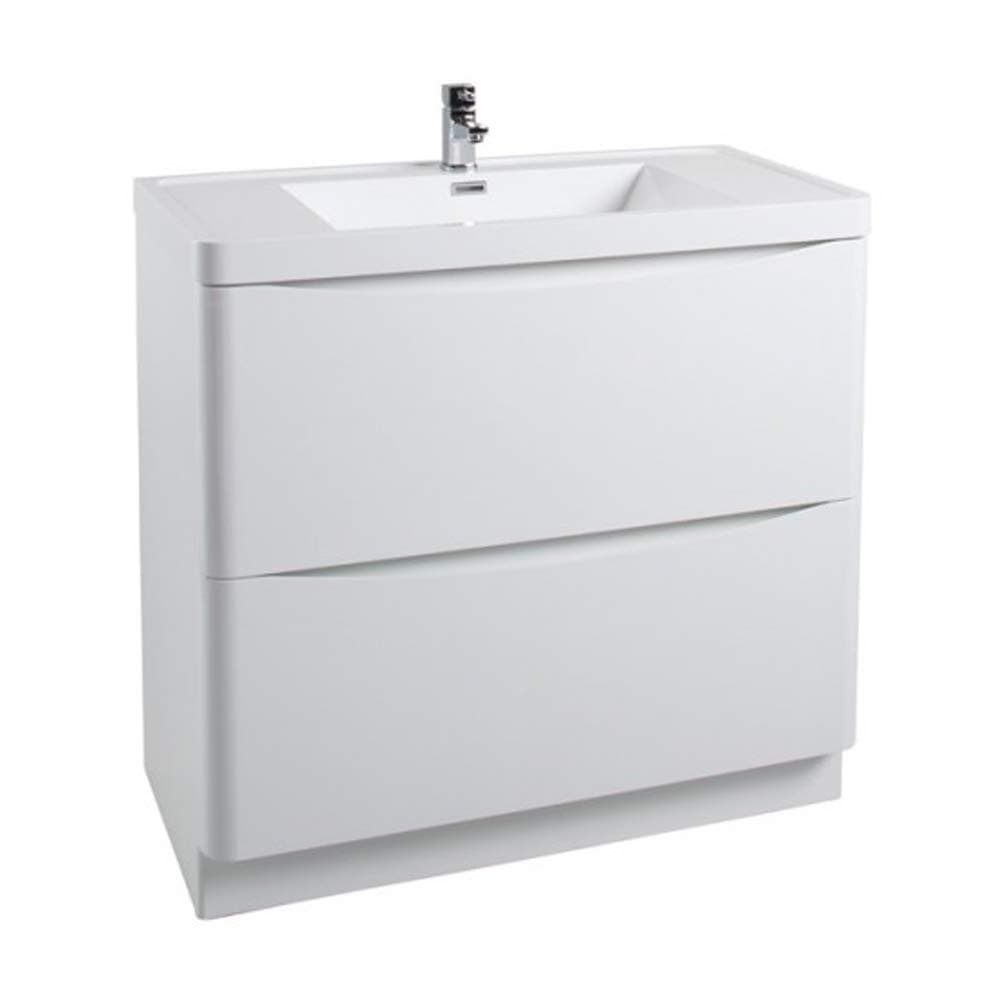 Capri Apollo 2-Drawers Floor Standing Vanity Unit with Basin - 900mm Wide - Gloss White