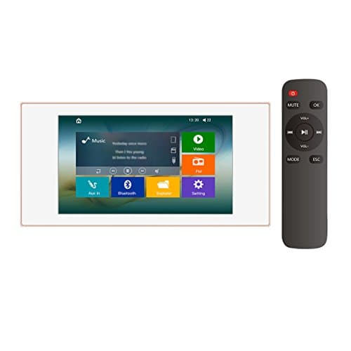 HELMER Bluetooth Amplifier in Wall, Home Stereo Audio System with 5 Inches Touch Screen Video Player, White, L70