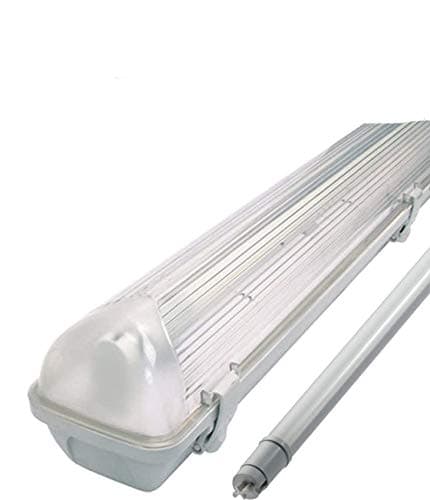 5FT SINGLE LED 22W - NON CORROSIVE WEATHERPROOF FLUORESCENT LIGHT FITTING - IP65 - ENERGY EFFICIENT OUTDOOR STRIP LIGHT - IDEAL FOR GARAGES, WORKSHOP, SHEDS, GREENHOUSES OR COMMERCIAL APPLICATIONS - STURDY CONSTRUCTION - POLYCARBONATE DIFFUSER - BRANDED - 3 YEAR LAMP GUARANTEE - INCLUDES LED TUBE 22 WATT
