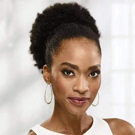 Afro Puff Drawstring Ponytail High Puff Kinky Curly Afro Ponytail African American for Woman Bun Extension Updo Ponytail Hair Piece with Two Clips(1B#color)