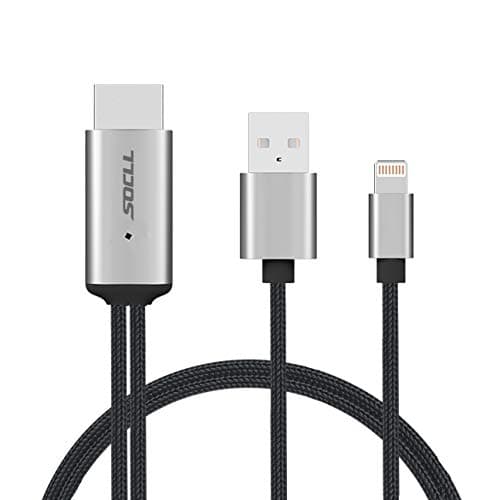 HDMI Cable for iPhone, SOCLL HDMI Adapter Cord for iPhone,1080P Digital AV Converter for iPhone X/8/7/6 to TV/Projector,Plug and Play,Space Grey,6 Feet