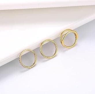 BodyBonita 18G Gold Nose Rings Hoops Surgical Steel Double Hoop Nose Ring for Women Conch Piercing Jewelry Daith Earrings Cartilage Earring Hoop Septum Clicker Helix Tragus Daith Lip Ring