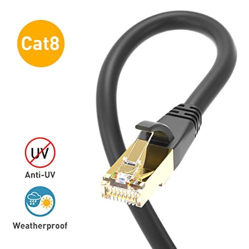 Cat8 Cable Ethernet,Professional 35ft Network Wire 40Gbps 2000Mhz High Speed Gigabit FFTP LAN Network Internet Cables with RJ45 Gold Plated Connector for Compatible with Cat7/Cat5/Cat5e/Cat6/Cat6e